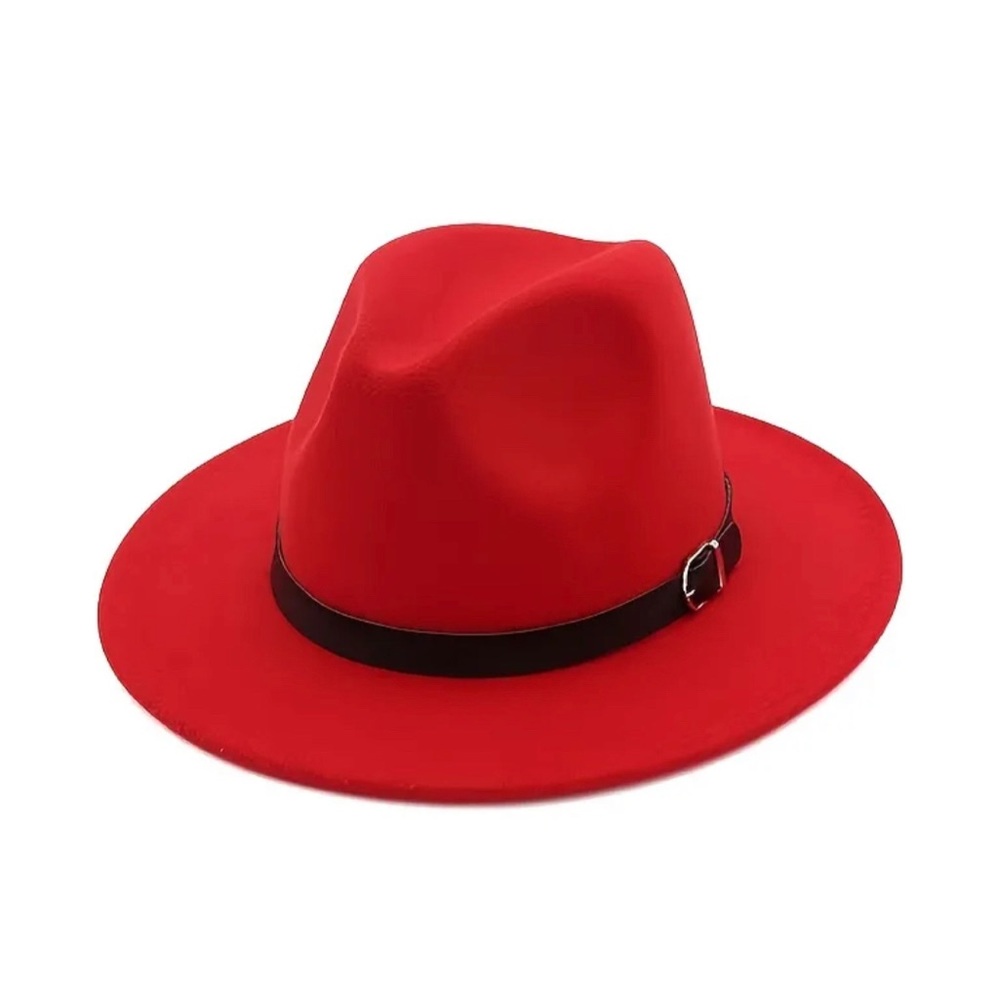 Handcrafted - Classic Belt Soft Hat, Big Flat Brimmed Fedora Warm Jazz Hat 30